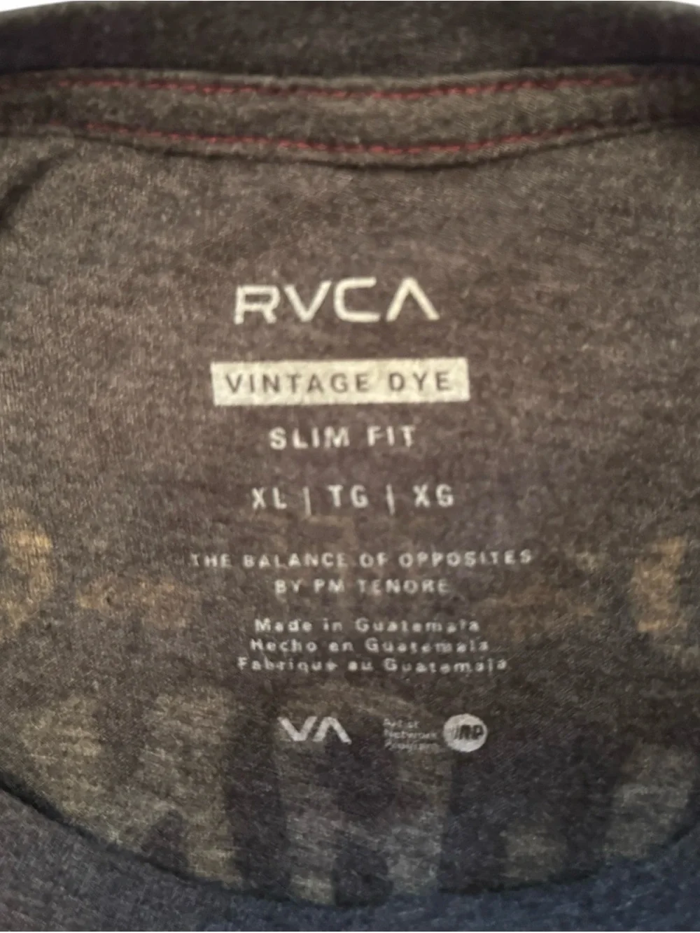 RVCA The Balance of Opposites Charcoal Grey Vintage Dye Slim Fit Men XL